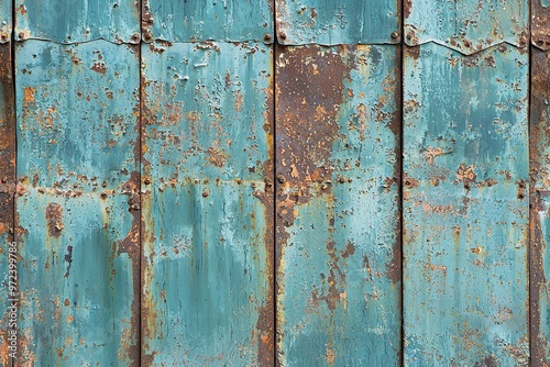 Rusty metal, corroded and varying in color from orange, brown and grey, creates a rough and aged surface