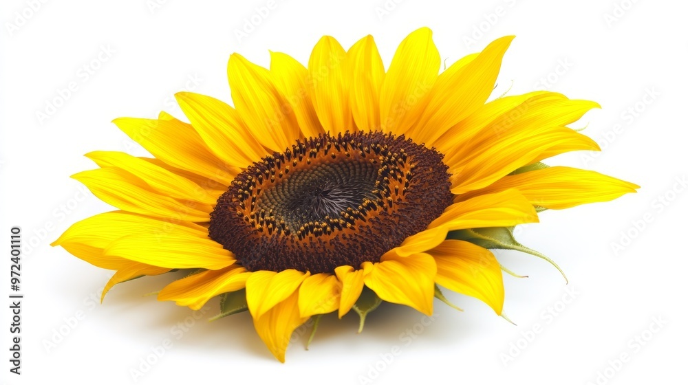 Close up of a Single Yellow Sunflower on White Background Close up of a Single Yellow Sunflower on White Background