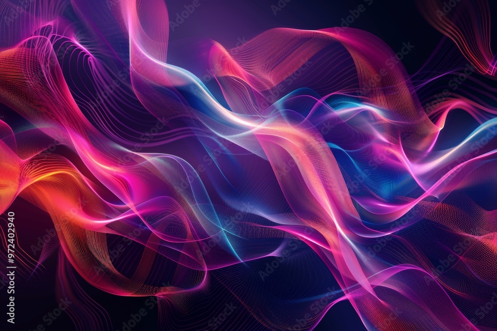 Obraz premium Abstract Modern Design with Colorful Waves in Purple Pink Red Blue.