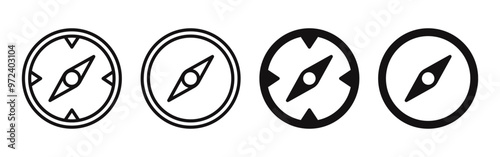 Compass simple icon set. Compass symbol set for apps and websites. Vector illustration.