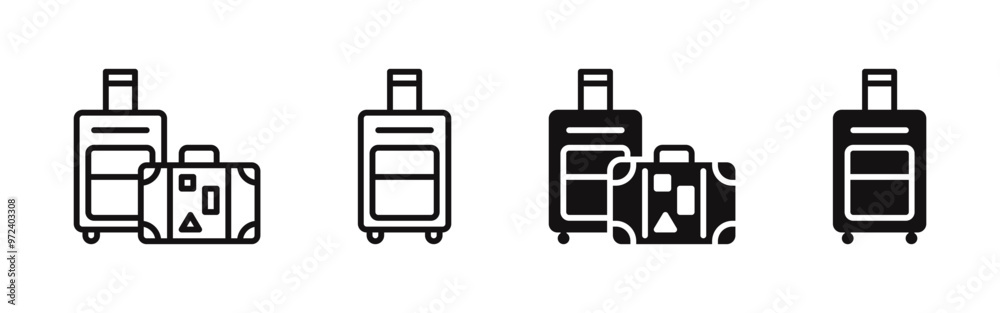 Baggage icons set. Vacation, tourism and luggage symbol. Vector illustration. Baggage icons set. Vacation, tourism and luggage symbol. Vector illustration.