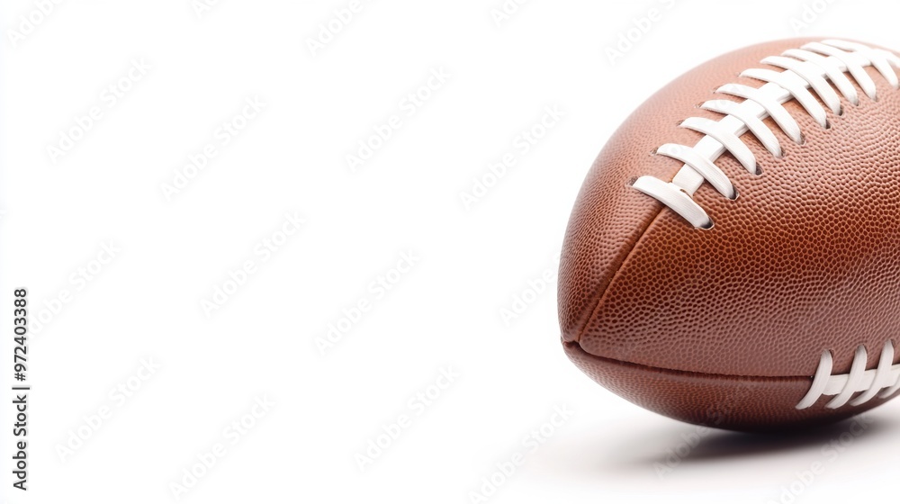 A football is sitting on a white surface with no background, AI A football is sitting on a white surface with no background, AI
