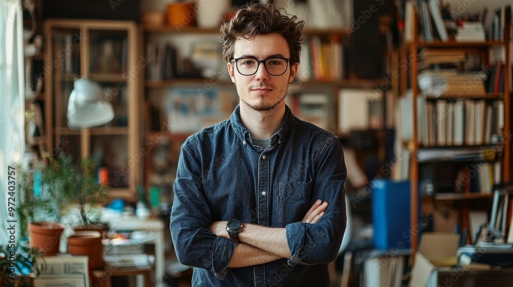 Young Entrepreneur in a Startup Office Environment Generative AI Young Entrepreneur in a Startup Office Environment Generative AI