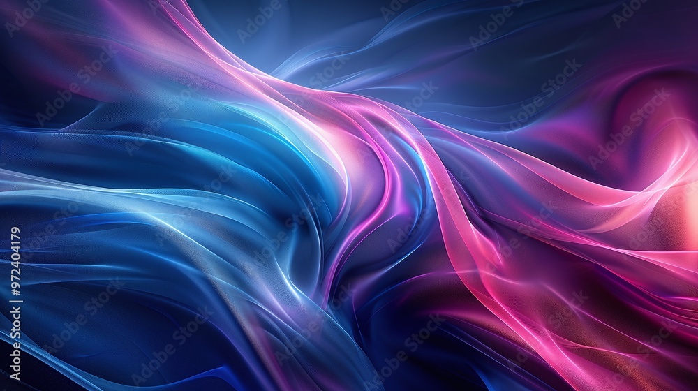 Obraz premium Vibrant abstract background with flowing colors in blue and pink tones, perfect for artistic projects and modern designs. Product presentation background.