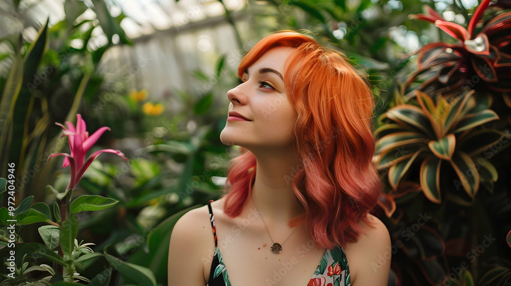 Woman With Bright Hair Discovering Hidden Botanica Woman With Bright Hair Discovering Hidden Botanica