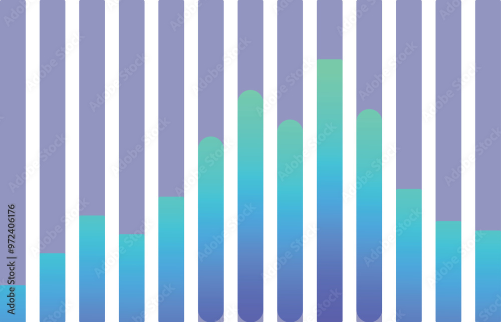 Modern bar chart representing increasing market growth with a gradient from blue to green Modern bar chart representing increasing market growth with a gradient from blue to green