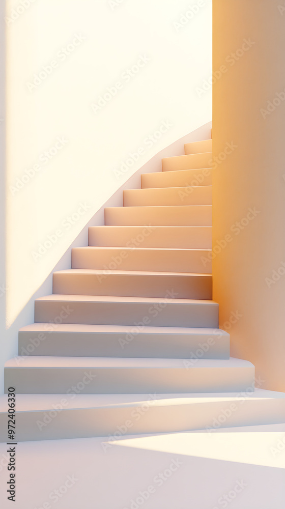 A minimalist staircase leading upwards creates a serene atmosphere, emphasizing simplicity and elegance in modern architecture A minimalist staircase leading upwards creates a serene atmosphere, emphasizing simplicity and elegance in modern architecture