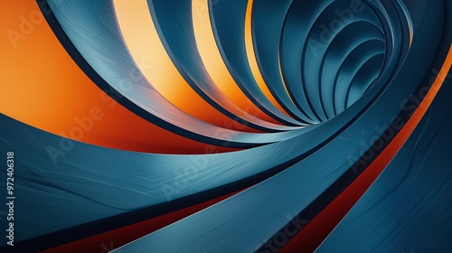 Wallpaper Mural Vibrant abstract tunnel with swirling colors in blue and orange hues, creating a mesmerizing visual effect. Torontodigital.ca