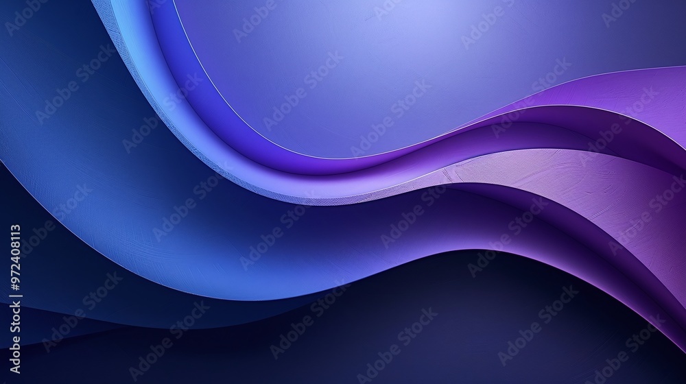Obraz premium Vibrant abstract waves in shades of blue and purple, creating a sense of fluidity and modernity in a visually striking design. Product presentation background.