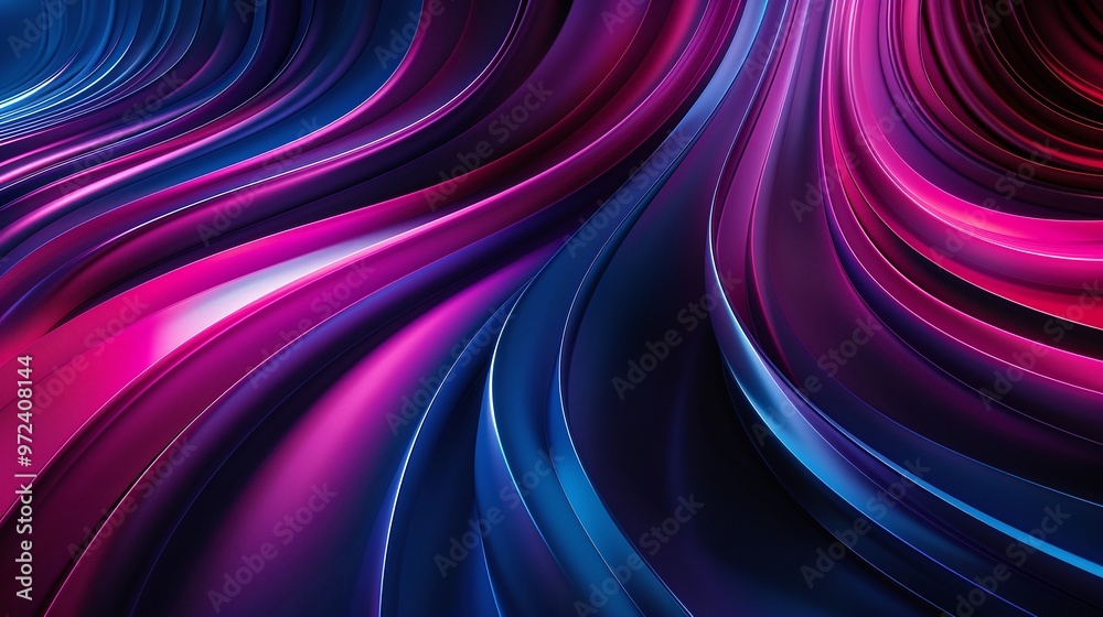 Obraz premium Vibrant abstract waves in shades of pink and blue create a dynamic and modern background, perfect for creative design projects. Product presentation background.