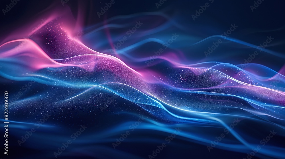 Vibrant abstract waves with vivid pink and blue light patterns, creating a dynamic and fluid visual experience. Vibrant abstract waves with vivid pink and blue light patterns, creating a dynamic and fluid visual experience.