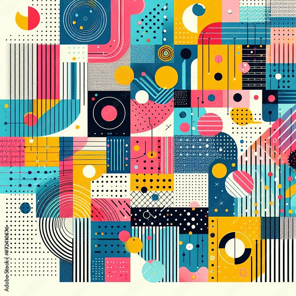 Bright Colorful Background with Geometric Elements