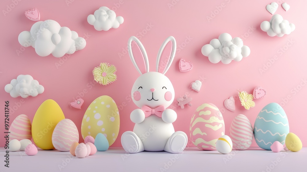 Vivid Flat Design Easter Bunny in Festive Season Theme Animation Vivid Flat Design Easter Bunny in Festive Season Theme Animation