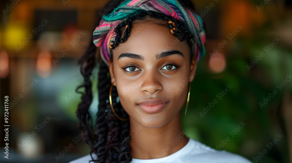 Young American African Woman Eating Burger Enjoyin Young American African Woman Eating Burger Enjoyin