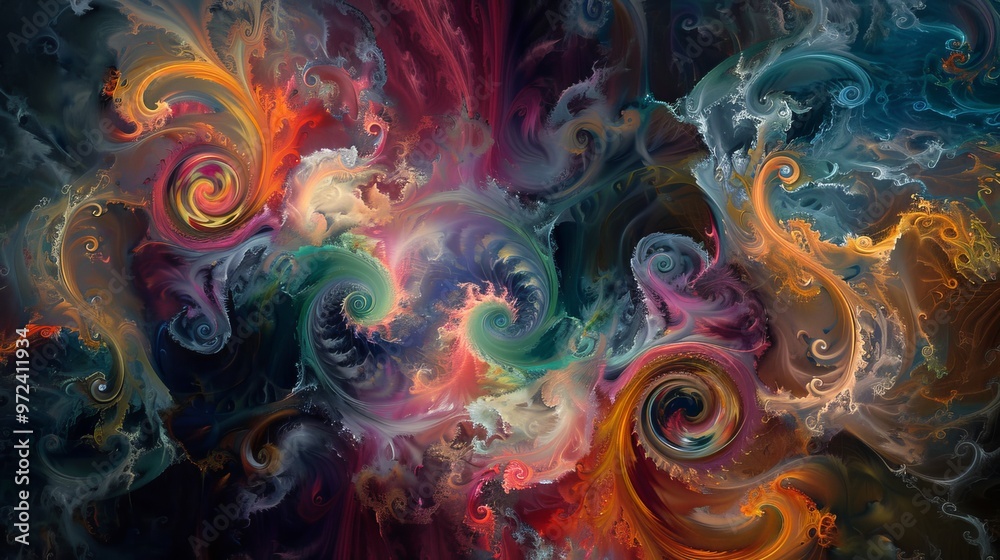 Fototapeta premium Swirling Vibrant Colors and Patterns Depicting an Alien Essence.