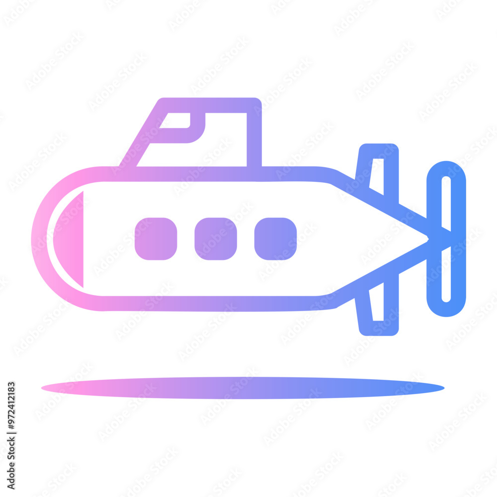 submarine Line Gradient Icon submarine Line Gradient Icon