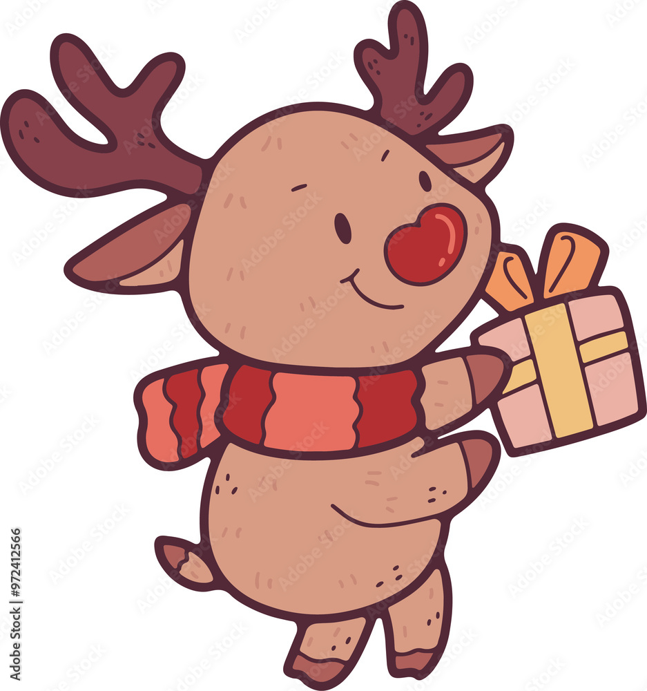 Fototapeta premium Christmas, Cute Santa, Hand Drawn, Illustration, Greeting Card