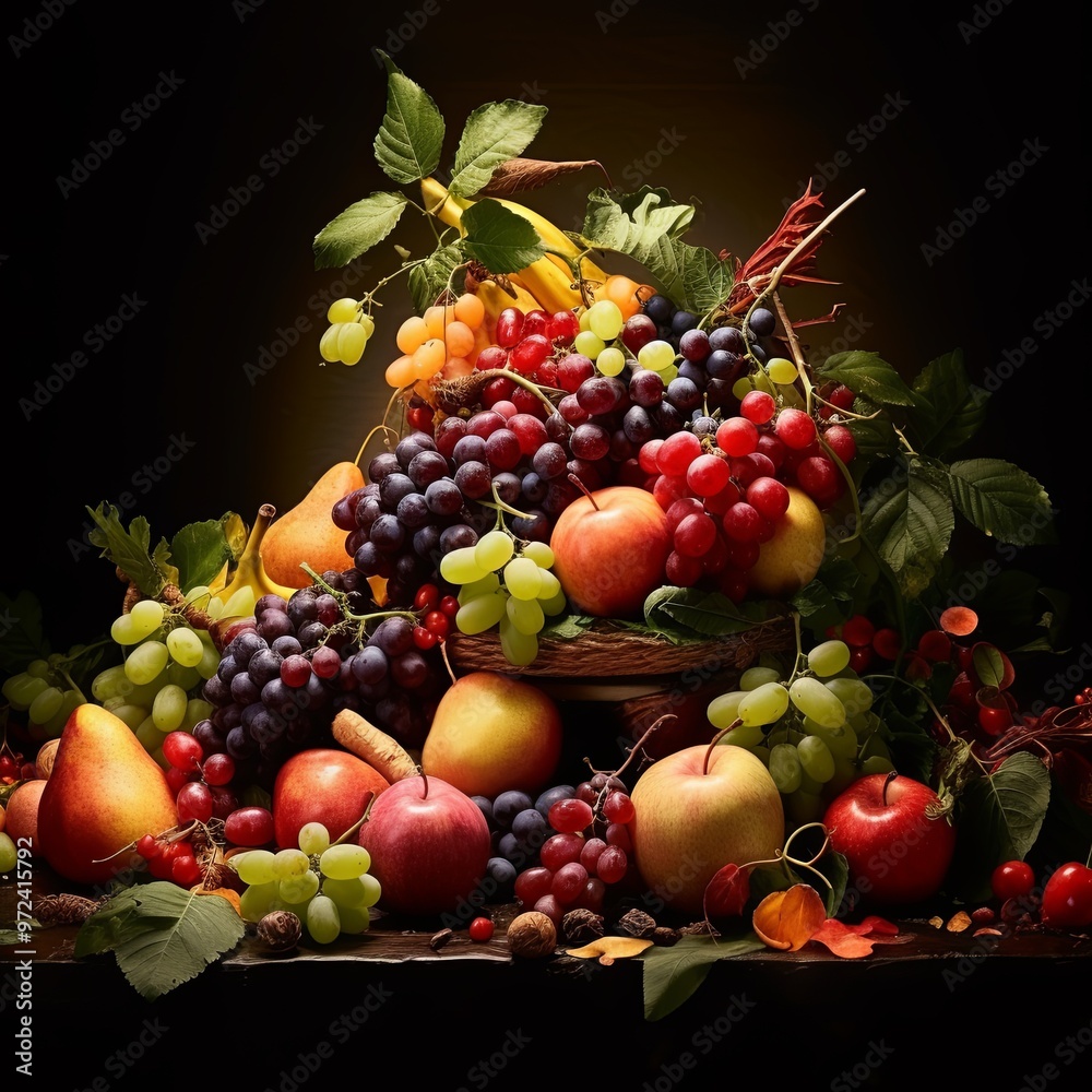 Set of summer seasonal fruits.