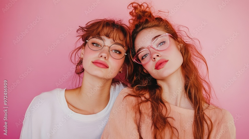 Funny girls posing in studio