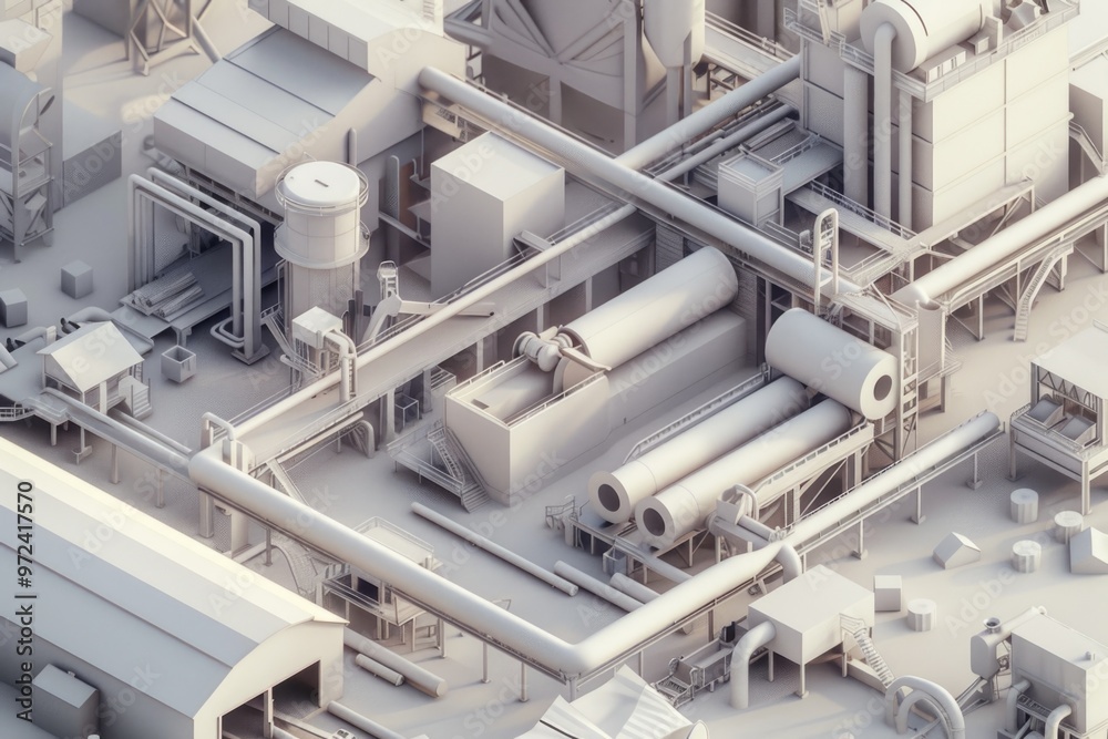 Isometric View of a Paper Mill Factory Interior – Industrial Design for Print, Card, Poster Isometric View of a Paper Mill Factory Interior – Industrial Design for Print, Card, Poster