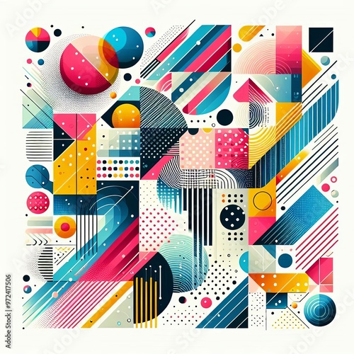 Bright Colorful Background with Geometric Elements