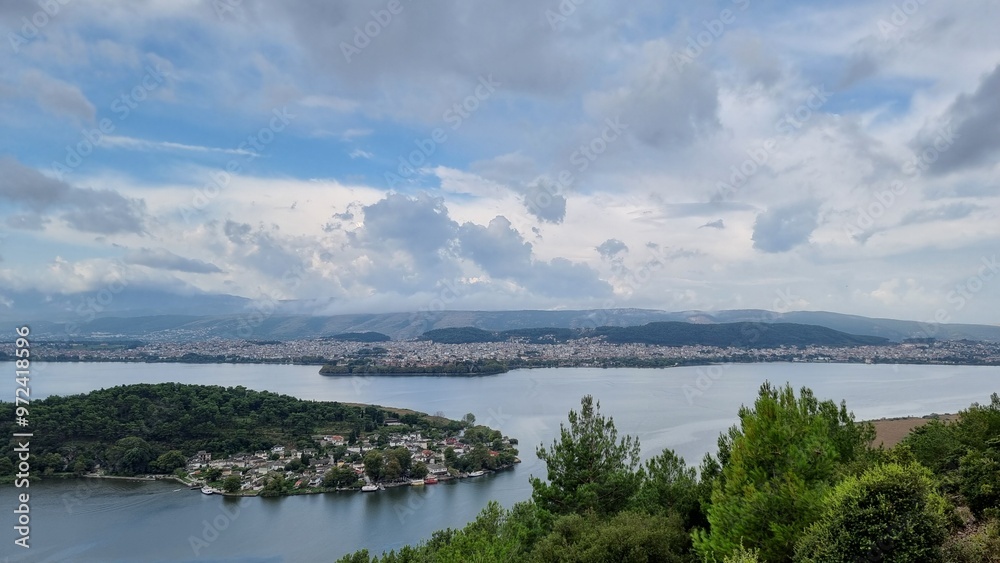 ioannina giannea panorama greece in autumn season rainy day ioannina giannea panorama greece in autumn season rainy day