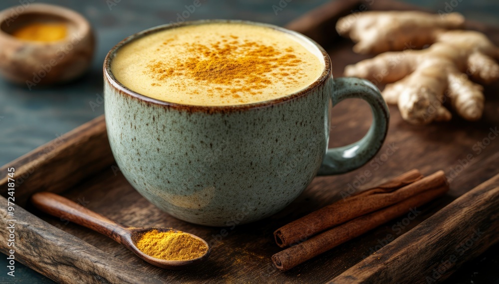 Golden Turmeric Latte with Cinnamon and Ginger