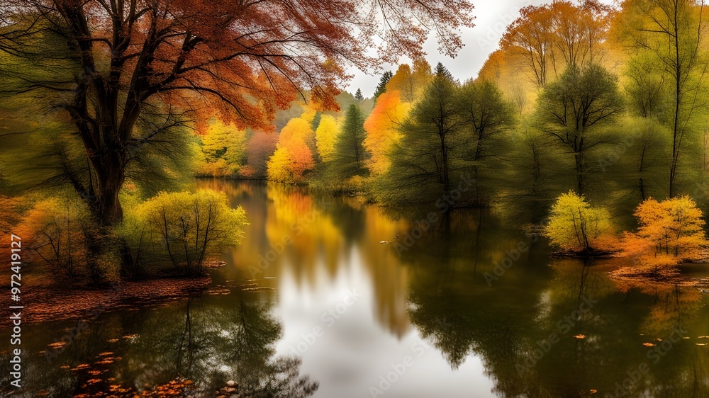 Obraz premium pond with autumn