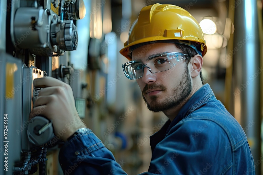 Engineer working in a factory. Industrial people and technology concept Engineer working in a factory. Industrial people and technology concept