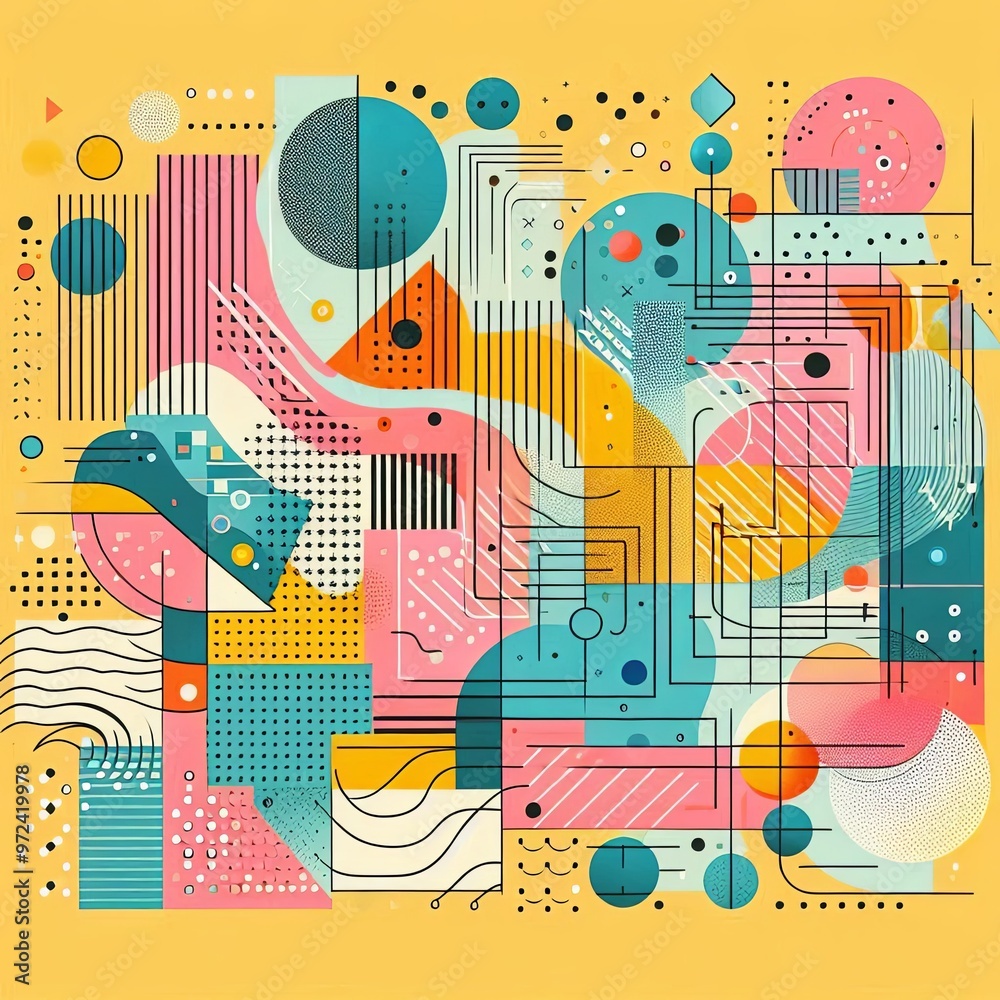 Obraz premium Bright Colorful Background with Geometric Elements