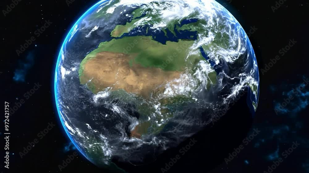 Planet earth rotating showing africa and europe