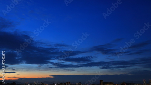 Night view of the city with a beautiful dawn sky