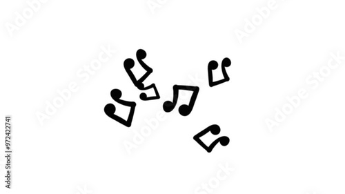 music notes animation on white background photo