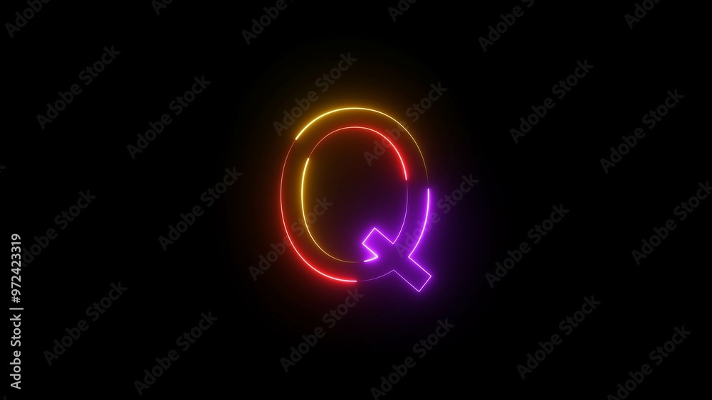 Neon Glowing Letter Illustration Background. Neon Glowing Letter Illustration Background.