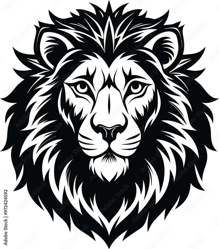 Fototapeta premium lion head black vector illustration silhouette, Print