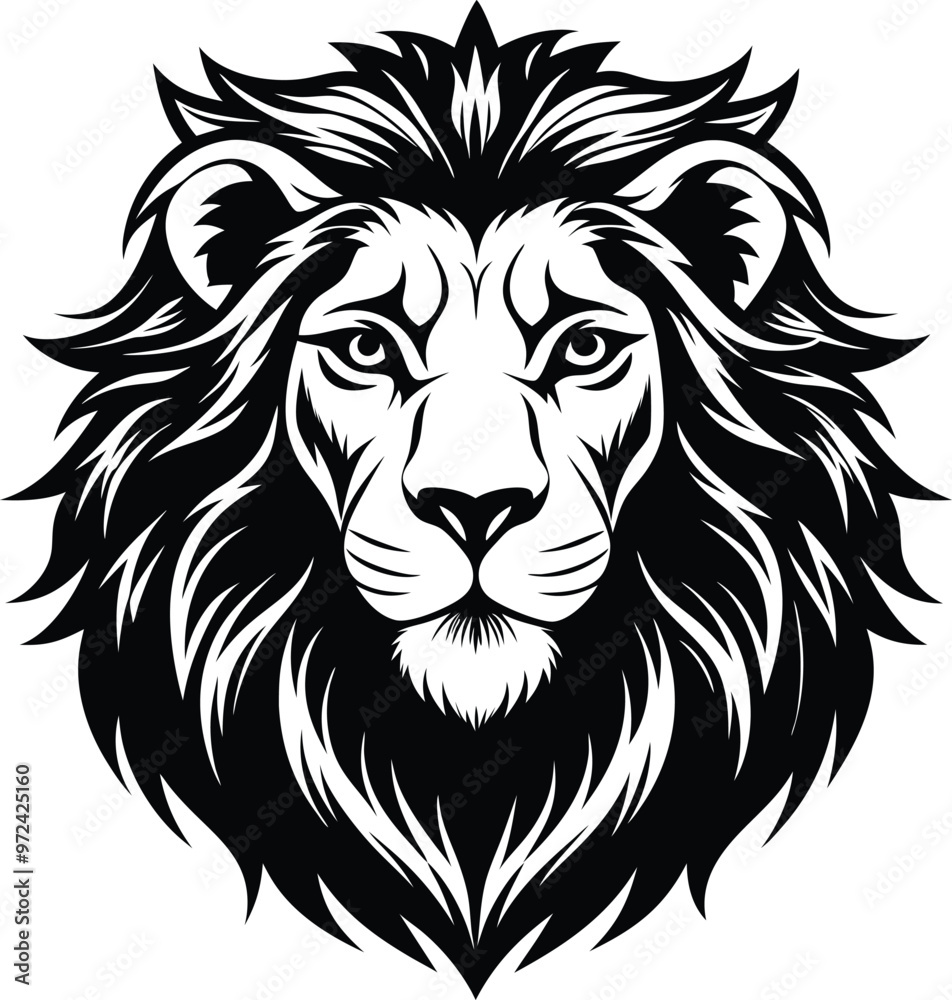 Fototapeta premium lion head black vector illustration silhouette, Print