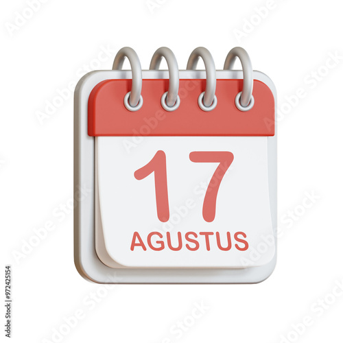 August 17th Calendar 3D Icon