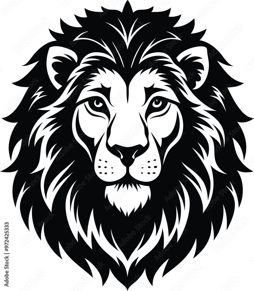 lion head black vector illustration silhouette, Print lion head black vector illustration silhouette, Print