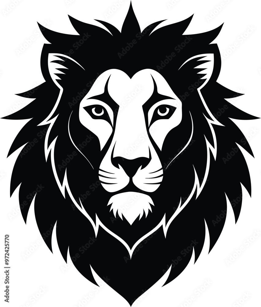 lion head black vector illustration silhouette, Print lion head black vector illustration silhouette, Print