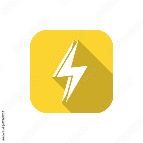 Free Download Double lightning icon on square background. Thunder bolt with long shadow - GFXLoad