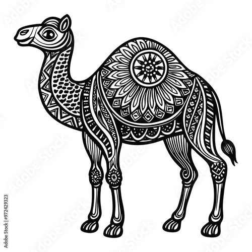 Camel vector silhouette on white background
