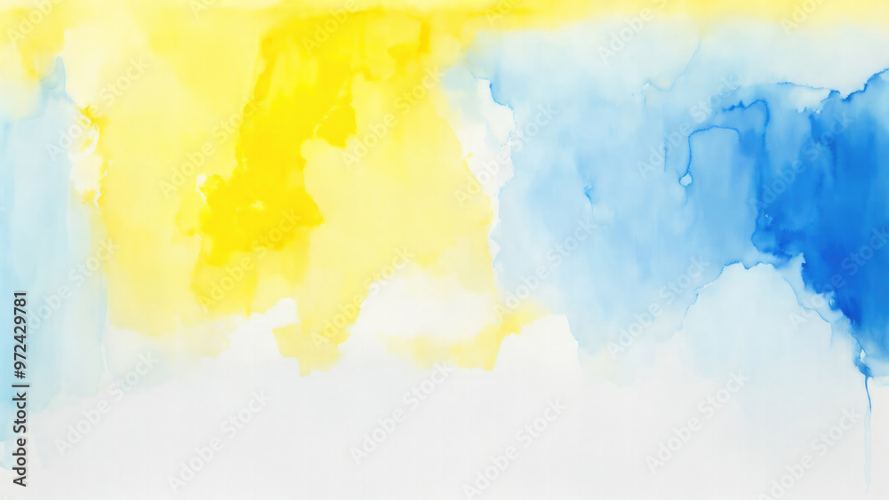 Obraz premium Yellow and Blue Watercolor blot painting texture abstract background