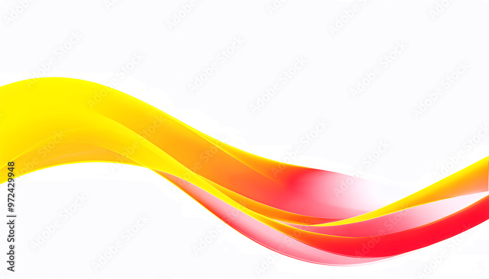 Vibrant Yellow and Red Gradient Smooth Flowing Wave Isolated on White PNG