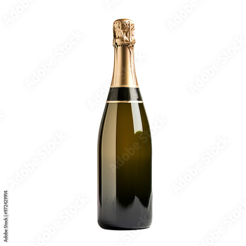 Elegant Bottle of Sparkling Wine with Gold Foil Wrapper.