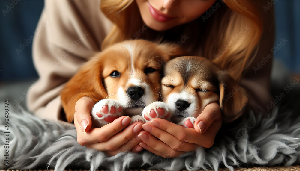 A cute brown puppy and a beagle dog sitting together with a bone, both looking happy and adorable A cute brown puppy and a beagle dog sitting together with a bone, both looking happy and adorable