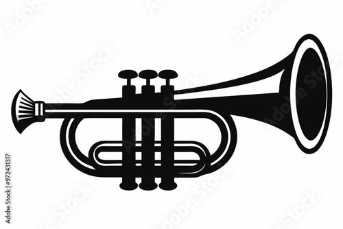 Trumpet silhouette vector, music instrument silhouette, Trumpet icon symbol vector illustration
