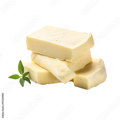 Fresh Butter Stacks with Herbs for Culinary Use and Decoration