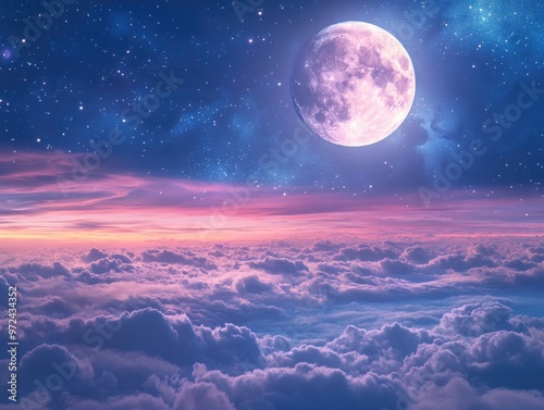 Night Sky Scene with Moon and Clouds