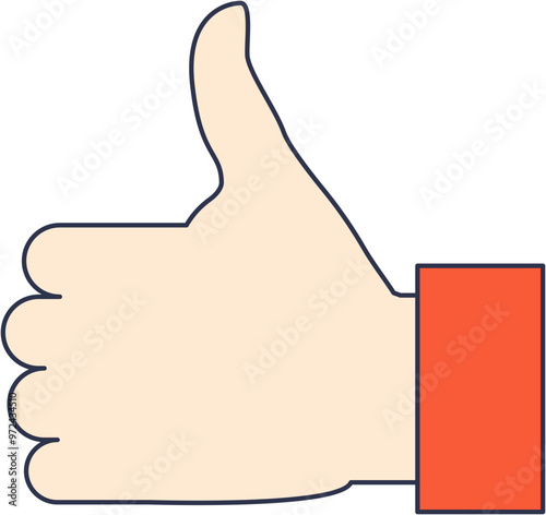 Illustration of a hand giving a thumbs up, symbolizing approval, success, or like.