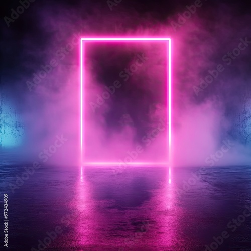 Neon Pink Glowing Rectangular Frame